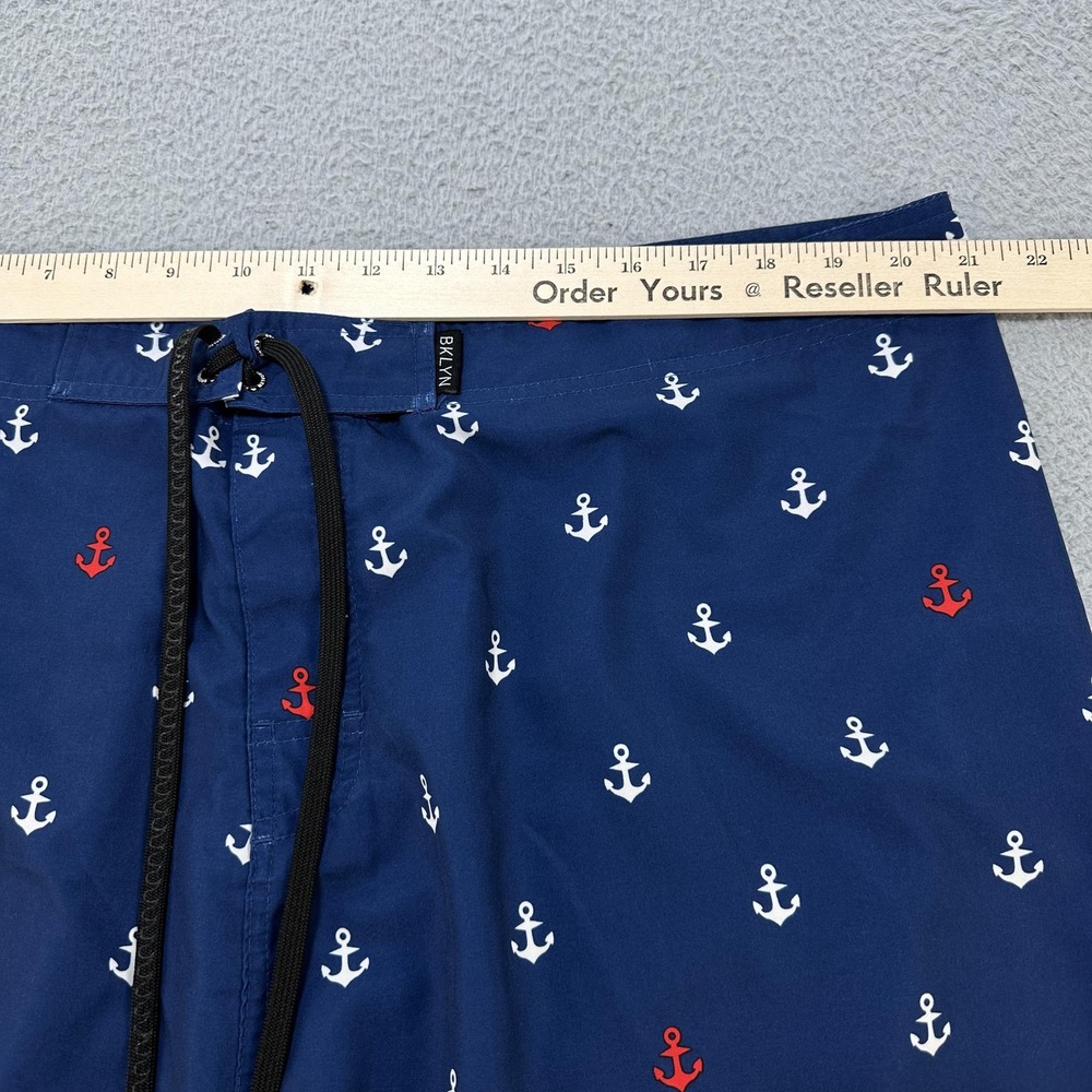 Brooklyn‎ Cloth Boardshorts Mens 38 Navy Blue Anchor Print Stretch Swim Trunks - Picture 8 of 9